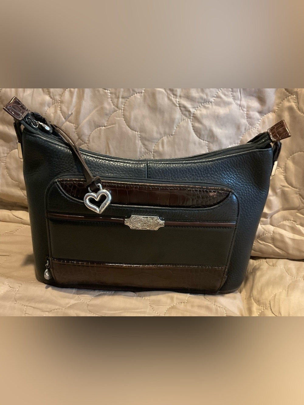BRIGHTON Vintage Leather Organizer Shoulder Bag